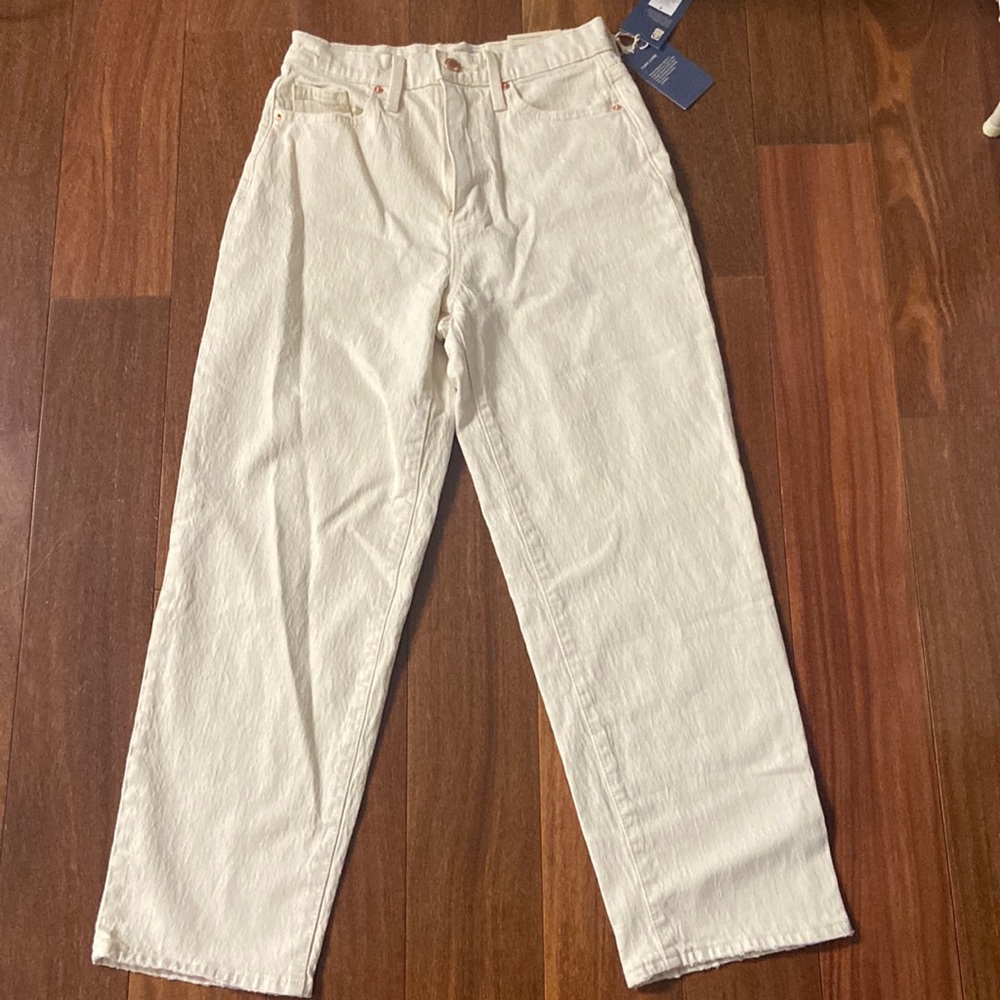 Cream/Beige Straight Leg Jeans